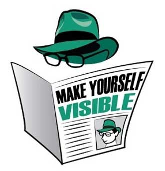 Image of an invisible man who is visible with hat and glasses, reading a newspaper